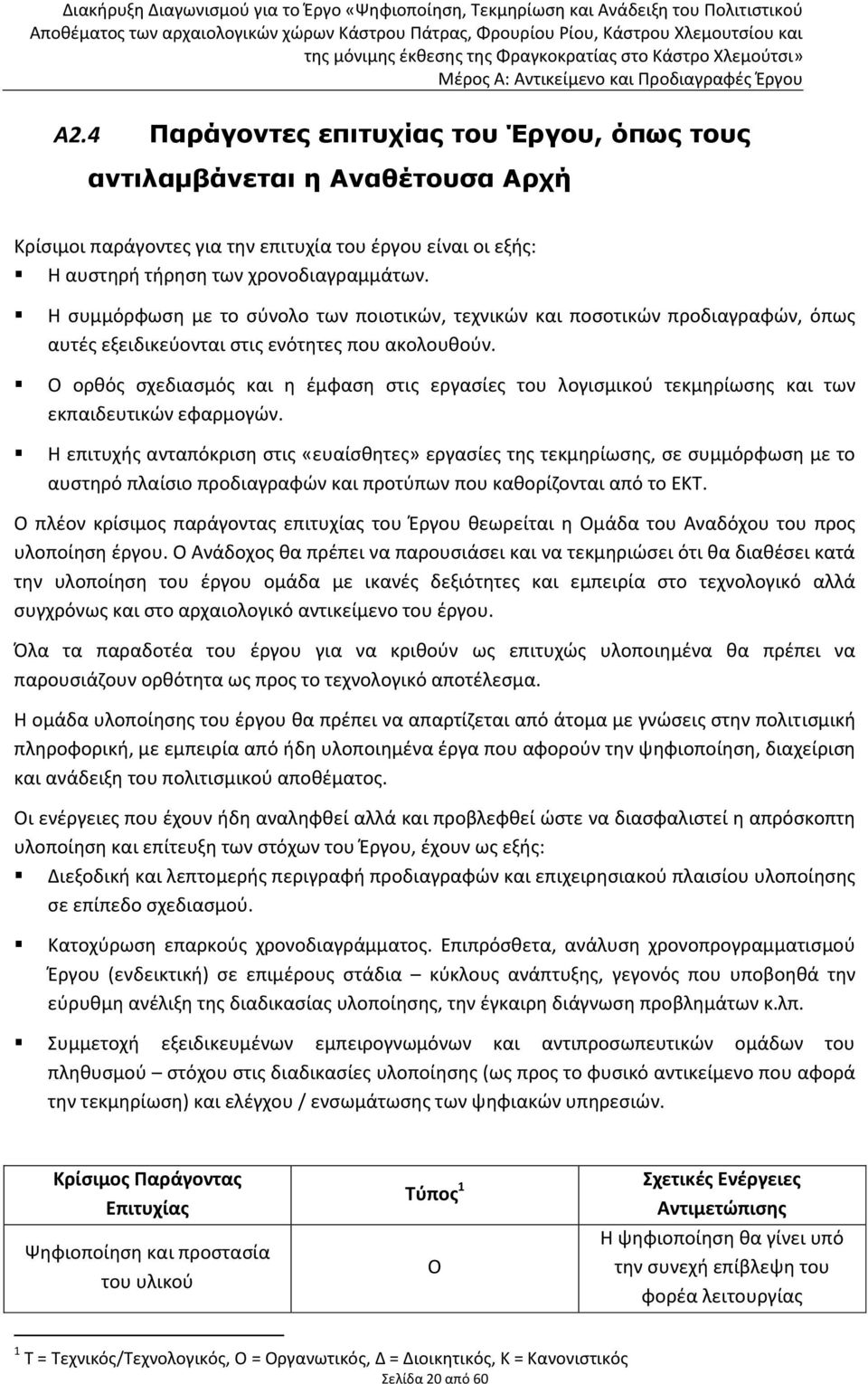 Η συμμόρφωση με το σύνολο των ποιοτικών, τεχνικών και ποσοτικών προδιαγραφών, όπως αυτές εξειδικεύονται στις ενότητες που ακολουθούν.