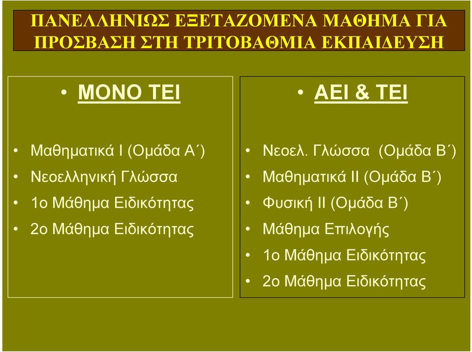 Ειδικότητας ο Μάθημα Ειδικότητας Νεοελ.