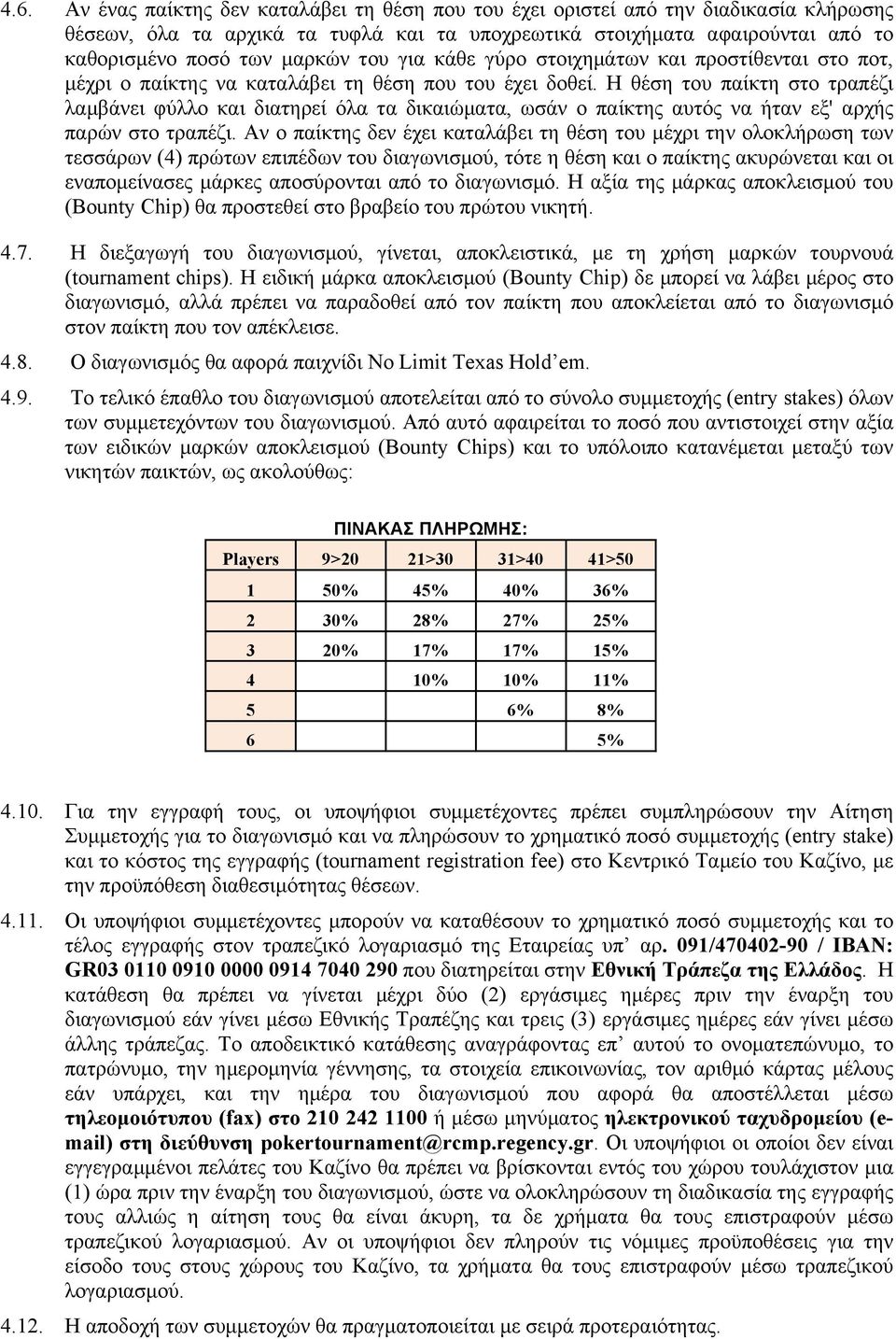 Η θέση του παίκτη στο τραπέζι λαµβάνει φύλλο και διατηρεί όλα τα δικαιώµατα, ωσάν ο παίκτης αυτός να ήταν εξ' αρχής παρών στο τραπέζι.