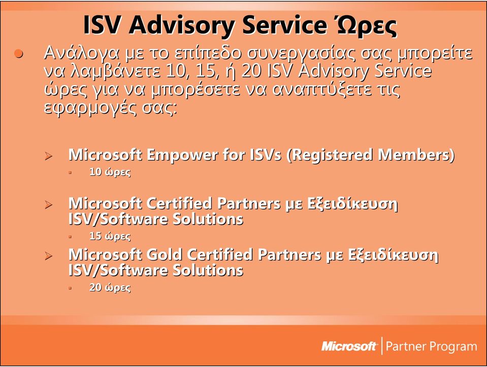 Empower for ISVs (Registered Members) 10 ώρες Microsoft Certified Partners µε Εξειδίκευση