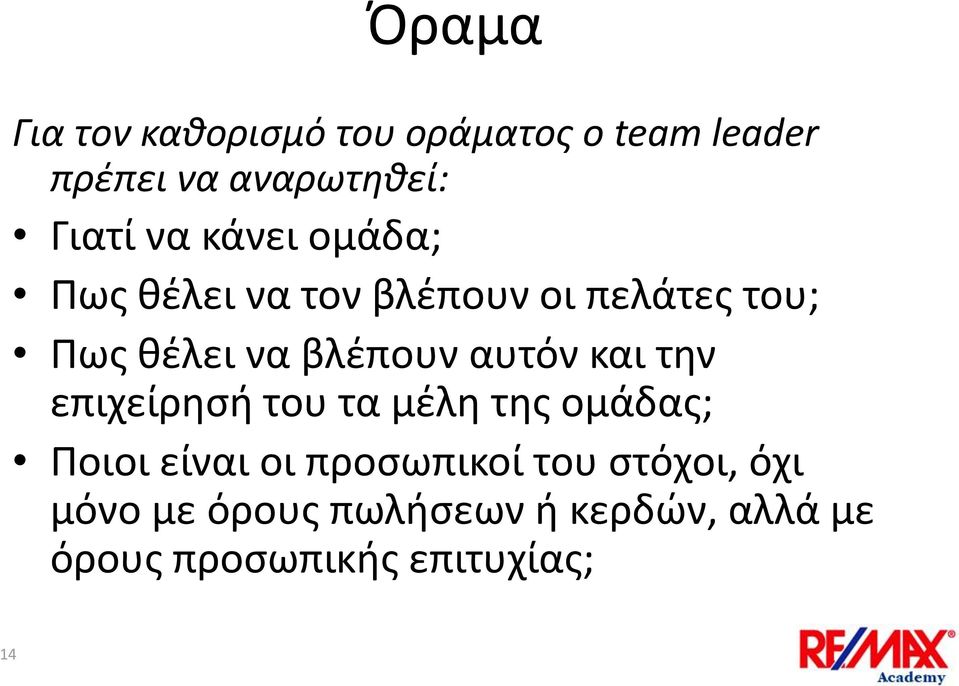 αυτόν και την επιχείρησή του τα μέλη της ομάδας; Ποιοι είναι οι προσωπικοί του