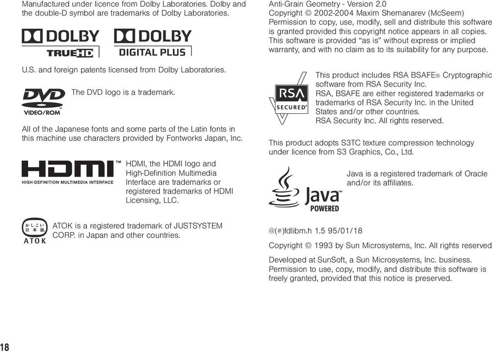 HDMI, the HDMI logo and High-Definition Multimedia Interface are trademarks or registered trademarks of HDMI Licensing, LLC. Anti-Grain Geometry - Version 2.