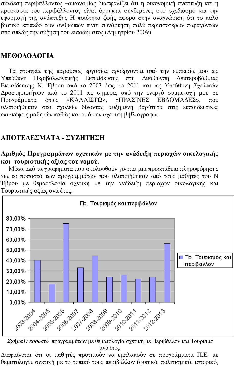 εργασίας προέρχονται από την εμπειρία μου ως Υπεύθυνη Περιβαλλοντικής Εκπαίδευσης στη Διεύθυνση Δευτεροβάθμιας Εκπαίδευσης Ν.