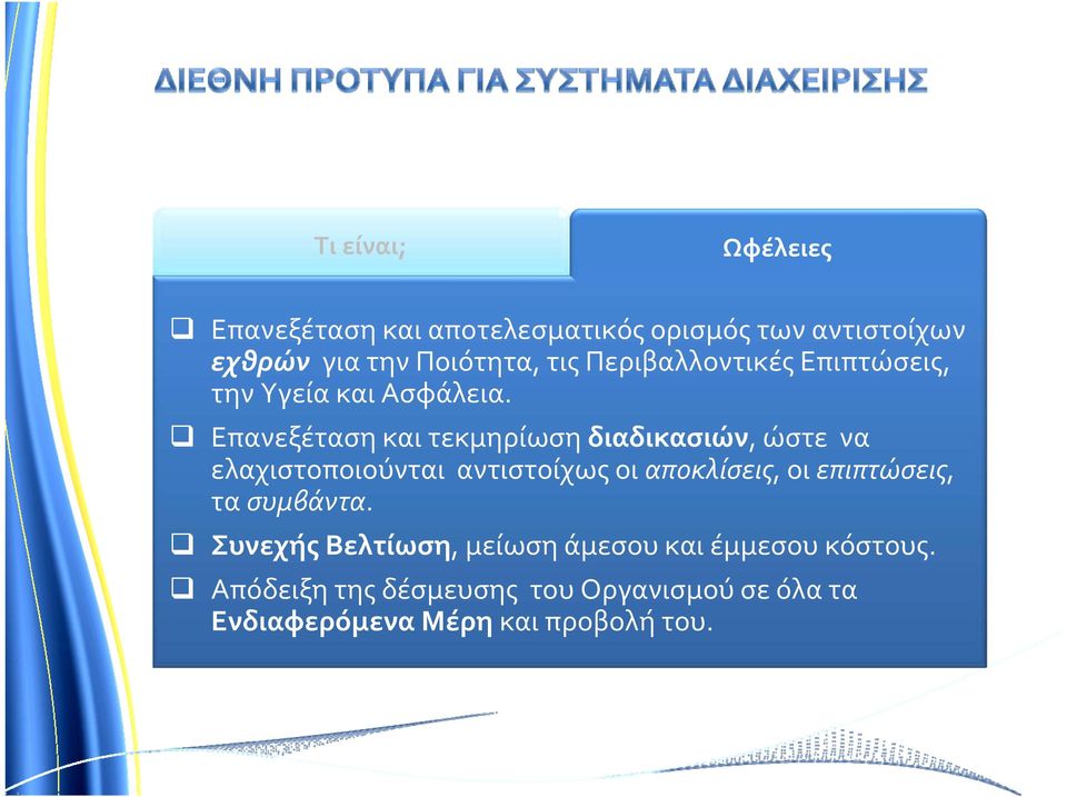 Επανεξέταση και τεκμηρίωση διαδικασιών, ώστε να Εφαρμόζονται ελαχιστοποιούνται σε οιοδήποτε αντιστοίχως Οργανισμό, οι αποκλίσεις, ανεξαρτήτως οι επιπτώσεις, τα συμβάντα.