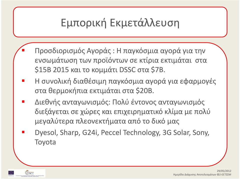 Η συνολική διαθέσιμη παγκόσμια αγορά για εφαρμογές στα θερμοκήπια εκτιμάται στα $20Β.