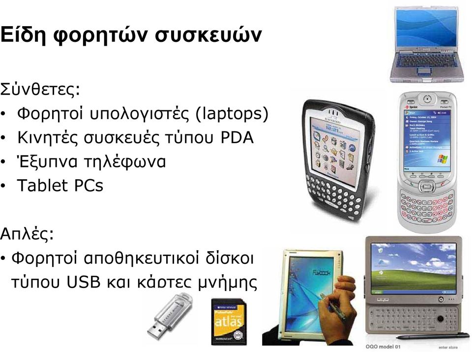 PDA Έξυπνα τηλέφωνα Tablet PCs Απλές: Φορητοί