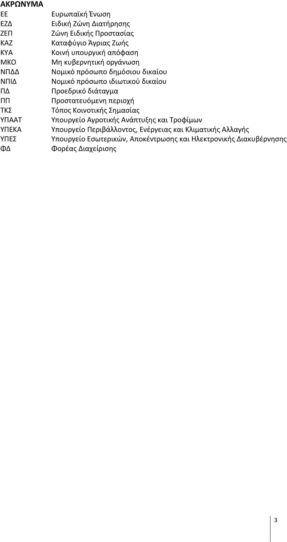 ιδιωτικού δικαίου Προεδρικό διάταγμα Προστατευόμενη περιοχή Τόπος Κοινοτικής Σημασίας Υπουργείο Αγροτικής Ανάπτυξης και Τροφίμων