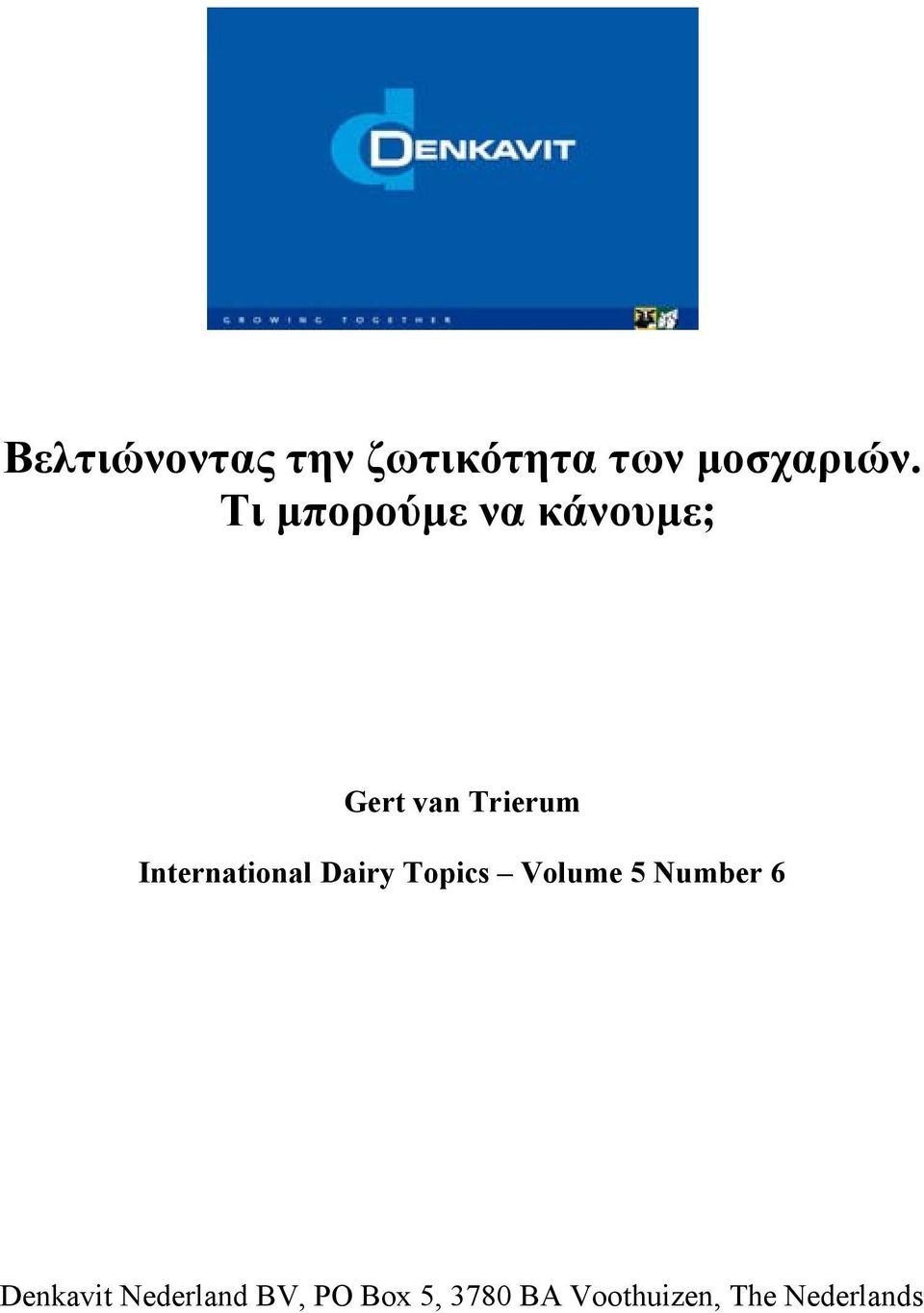 International Dairy Topics Volume 5 Number 6