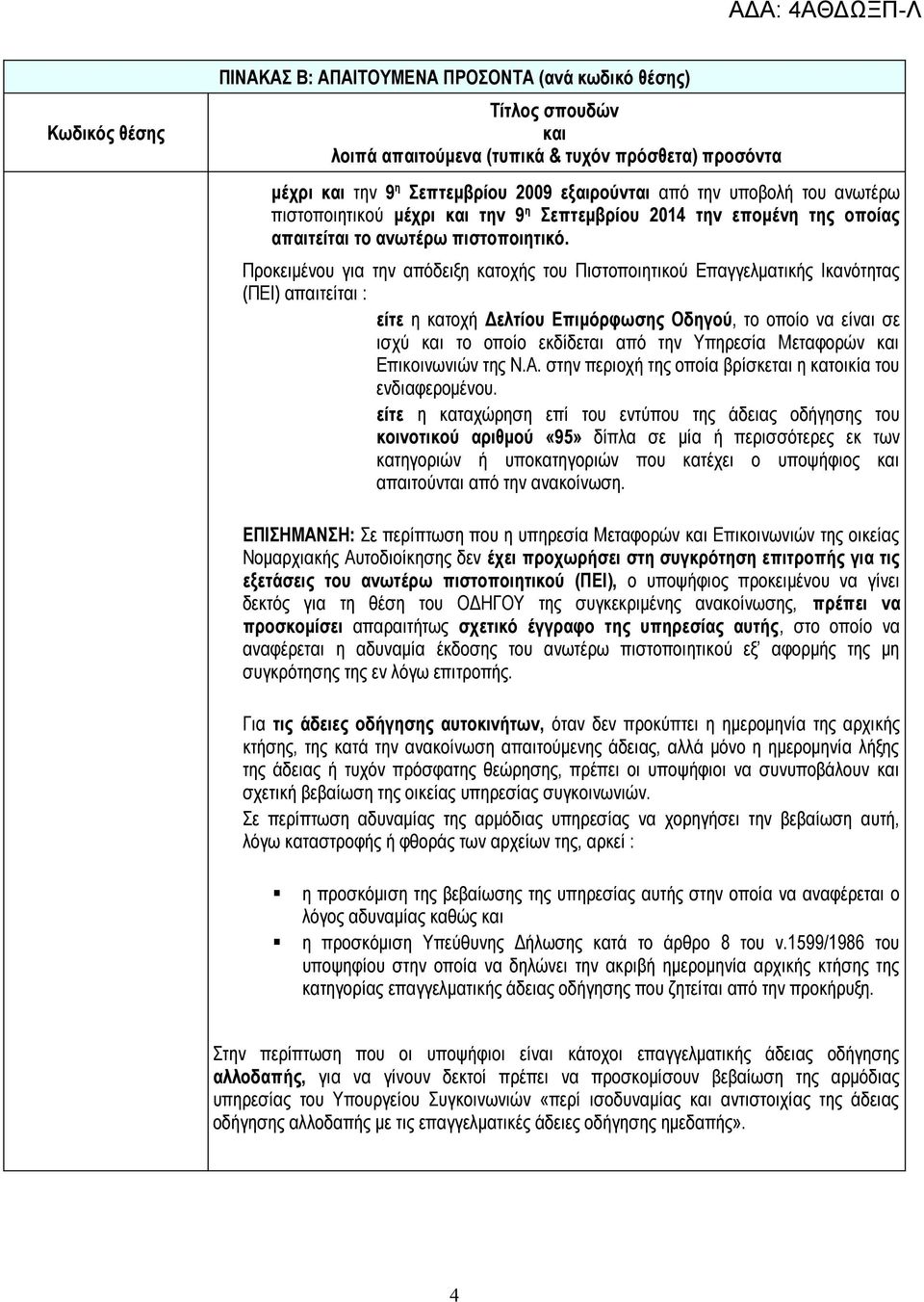 Υπηρεσία Μεταφορών Επικοινωνιών της Ν.Α. στην περιοχή της οποία βρίσκεται η κατοικία του ενδιαφερομένου.