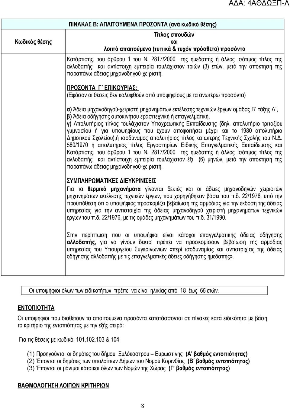 τουλάχιστον Υποχρεωτικής Εκπαίδευσης (δηλ.