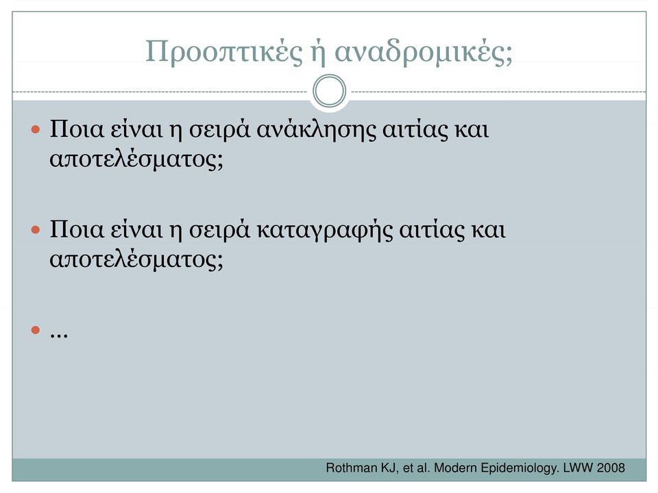 η σειρά καταγραφής αιτίας και αποτελέσματος;