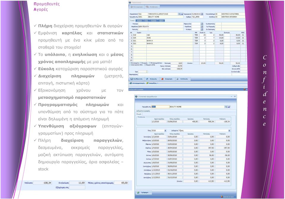 Εύκολη καταχώριση παραστατικού αγοράς ιαχείριση πληρωµών (µετρητά, επιταγή, πιστωτική κάρτα) Εξοικονόµηση χρόνου µε τον µετασχηµατισµό παραστατικών Προγραµµατισµός
