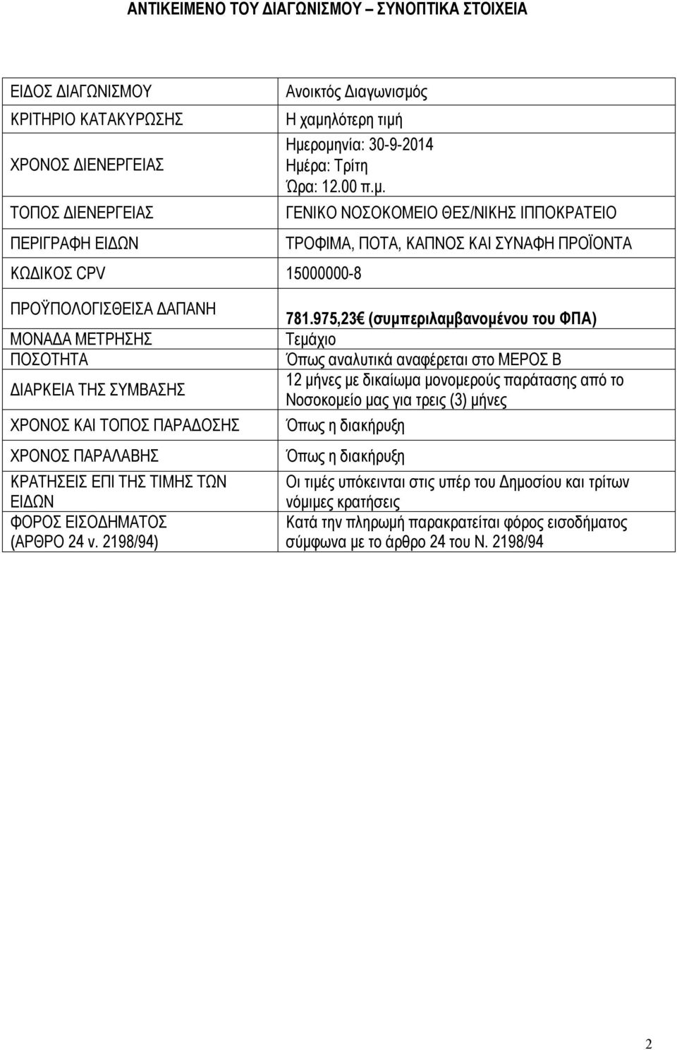 ΣΥΜΒΑΣΗΣ ΧΡΟΝΟΣ ΚΑΙ ΤΟΠΟΣ ΠΑΡΑΔΟΣΗΣ ΧΡΟΝΟΣ ΠΑΡΑΛΑΒΗΣ ΚΡΑΤΗΣΕΙΣ ΕΠΙ ΤΗΣ ΤΙΜΗΣ ΤΩΝ ΕΙΔΩΝ ΦΟΡΟΣ ΕΙΣΟΔΗΜΑΤΟΣ (ΑΡΘΡΟ 24 ν. 2198/94) 781.