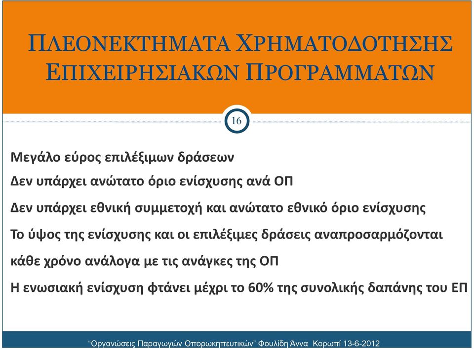 ενίσχυσης και οι επιλέξιμες δράσεις αναπροσαρμόζονται κάθε χρόνο ανάλογα με τις ανάγκες της ΟΠ Η ενωσιακή