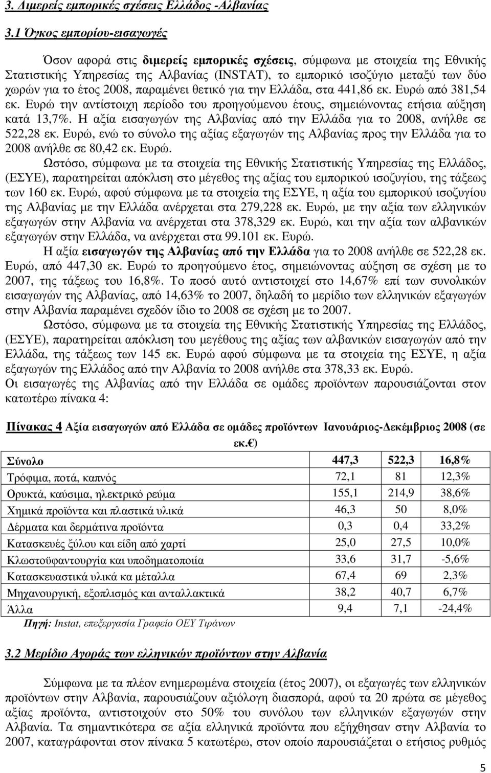 έτος 2008, παραµένει θετικό για την Ελλάδα, στα 441,86 εκ. Ευρώ από 381,54 εκ. Ευρώ την αντίστοιχη περίοδο του προηγούµενου έτους, σηµειώνοντας ετήσια αύξηση κατά 13,7%.