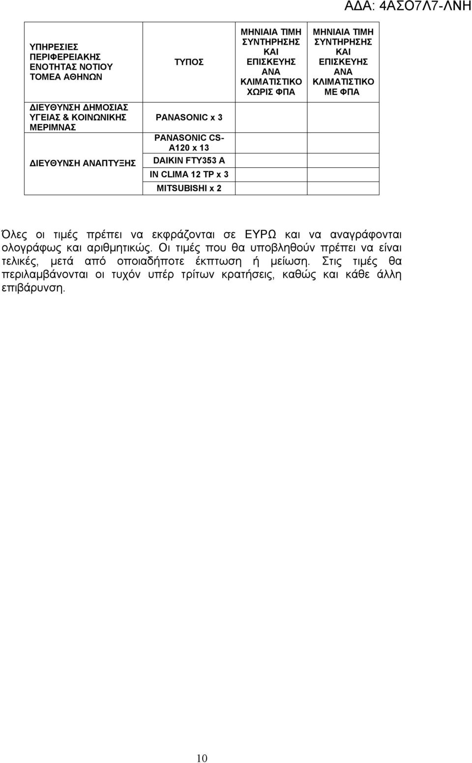 εκφράζονται σε ΕΥΡΩ και να αναγράφονται ολογράφως και αριθμητικώς.