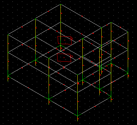 Γεωργίου Λουκία Σχήμα 3: Χωρικό μοντέλο κτιρίου ΒΔ από το λογισμικό Στο Σχήμα 3 δίδεται το χωρικό μοντέλο του κτιρίου του παλαιού κανονισμού στο οποίο είναι ευδιάκριτο το κέντρο μάζας (ΚΜ) -με