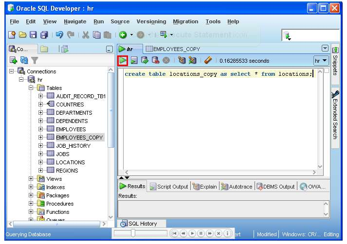 Execute statement Refresh tables Τμ.