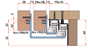 110-2100*G 110-2105*2A 110-2105*3A 438-540 ALU Οδηγός αλουμινίου άνω συρόμενης ντουλάπας για Star Κίτ συρόμενης ντουλάπας με 2 πόρτες για Star