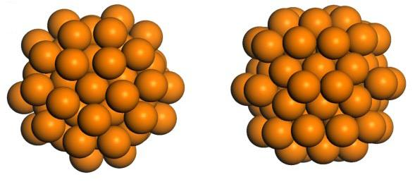 Nanomateriály a ich interakcia s biosystémami Au nanoklastre U zlatých nanoklastrov boli vyvinuté postupy na syntézu, izoláciu a kryštalizáciu, čím bolo umoţnené stanovenie ich štruktúry.
