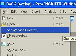 1.2 ιαχείριση αρχείων 1.2.1 Το Working Directory Το Pro/E Wildfire ψάχνει και αποθηκεύει αρχεία αυτόµατα σε ένα προκαθορισµένο directory που το ονοµάζει Working Directory.