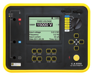 Controlere de izolaţie digitale > Plajă largă de măsurare, de la 10 kω la 30 TΩ: - Curent de sarcină de 5 ma - Ecran LCD mare, retroiluminat, cu afişaj digital, bargraf şi grafic R(t)+u(t), i(t),