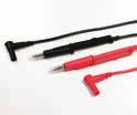 Accesorii de conectare cu banană Ø4 mm Model Descriere Pentru instalaţiile CAT IV şi CAT III Caracteristici Set de 2 sonde de verificare turnate roşu/negru Fişă mamă Ø4 mm CAT IV / CAT III 1,000 V