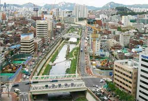 οικολογικός σχεδιασμός αστική αναγκαιότητα ολοένα αυξανόμενη αστικοποίηση - πακόσμιο αντίκτυπο της ανθρώπινης αστικής δραστηριότητας Cheonggyecheon, Seoul, Ν.