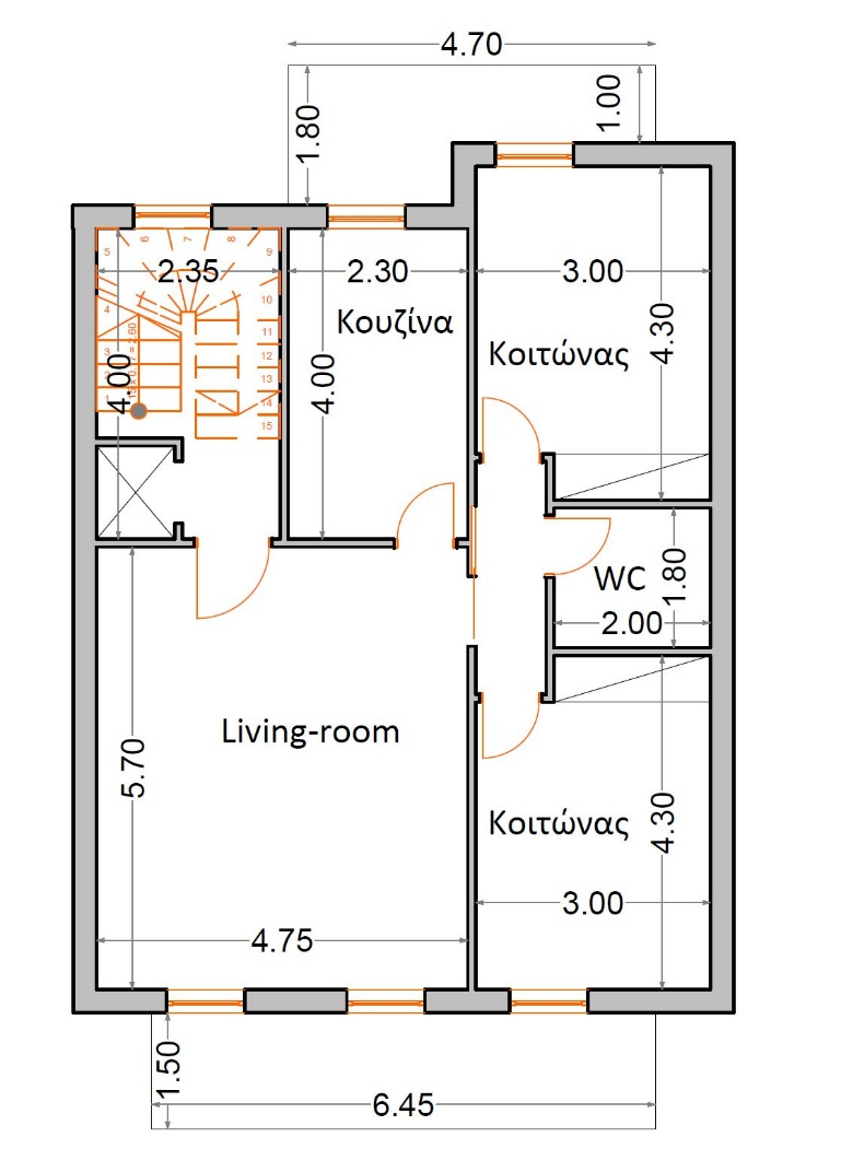 3 Η ΚΑΤΟΙΚΙΑ Στοιχεία κατοικίας και κάτοψη Εμβαδόν: 95.20 m 2 Ύψος ορόφου: 2.
