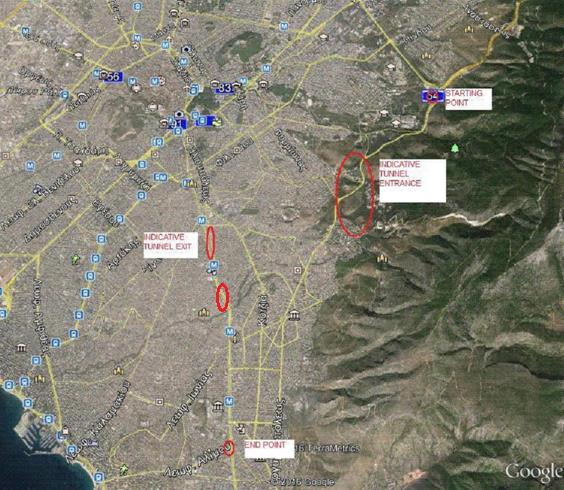Νότια επέκταση Περιμετρικής α) Κατασκευή αστικής οδικής σήραγγας μήκους 3 χλμ για τη σύνδεση της υφιστάμενης Περιφερειακής Υμηττού με τη Λεωφόρο Βουλιαγμένης.