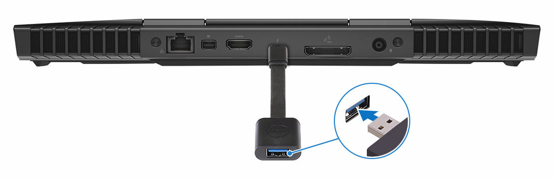 5 Συνδέστε τον ανιχνευτή Oculus Rift στη θύρα USB Type-A στην αριστερή πλευρά του υπολογιστή σας.