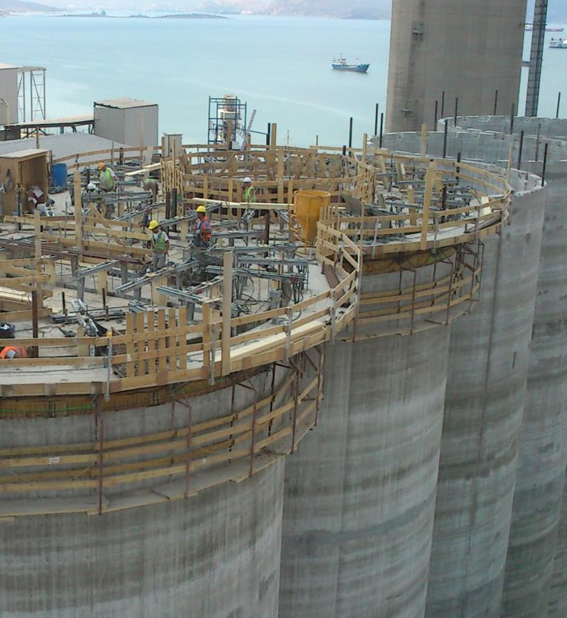 Βιομηχανικές & μεταλλικές κατασκευές / Βιομηχανικές εγκαταστάσεις 32,000 μ 3 χωρητικότητα 5 silo, 46μ ύψος, κατασκευή με τη μέθοδο ολισθαίνοντος ξυλότυπου & εγκατάσταση μηχανολογικού εξοπλισμού,