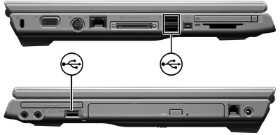 7 Εξωτερικές συσκευές Χρήση συσκευής USB Η διασύνδεση USB (Universal Serial Bus) είναι µια διασύνδεση υλικού, η οποία µπορεί να χρησιµοποιηθεί για τη σύνδεση µιας προαιρετικής εξωτερικής συσκευής,