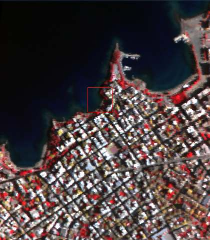 ΧΑΛΚΙ Α(3) Η αρχική απεικόνιση της πόλη της Χαλκίδας εισήχθηκε στο περιβάλλον του ENVI και µέσω της διαδικασίας Basic Tools Resize Data(Spatial/Spectral) έγινε το κόψιµο της εικόνας σε τρεις νέες οι