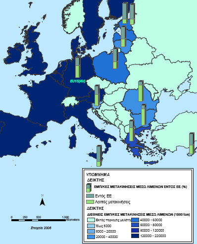 Πηγή: Προσαρμογή από Eurostat (http://epp.eurostat.ec.europa.eu/portal/page/portal/statistics/search_database πρόσβαση στις 26/08/2009) και Commission of the European Communities, 2009 Χάρτης 5.25.