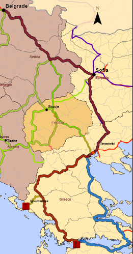 Patra (Ελλάδα) Σε αντιστοιχία με την προηγούμενη σύνδεση, η βέλτιστη διαδρομή για τη σύνδεση του Κόμβου Α (Βελιγράδι) με τον λιμένα των Πατρών παραμένει η Διαδρομή 4 ενώ η αναβάθμιση του δικτύου