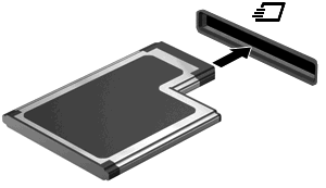 Τοποθέτηση κάρτας ExpressCard ΠΡΟΣΟΧΗ Για να αποφύγετε βλάβη του υπολογιστή και των εξωτερικών καρτών μέσων, μην τοποθετήσετε κάρτα PC στην υποδοχή ExpressCard.
