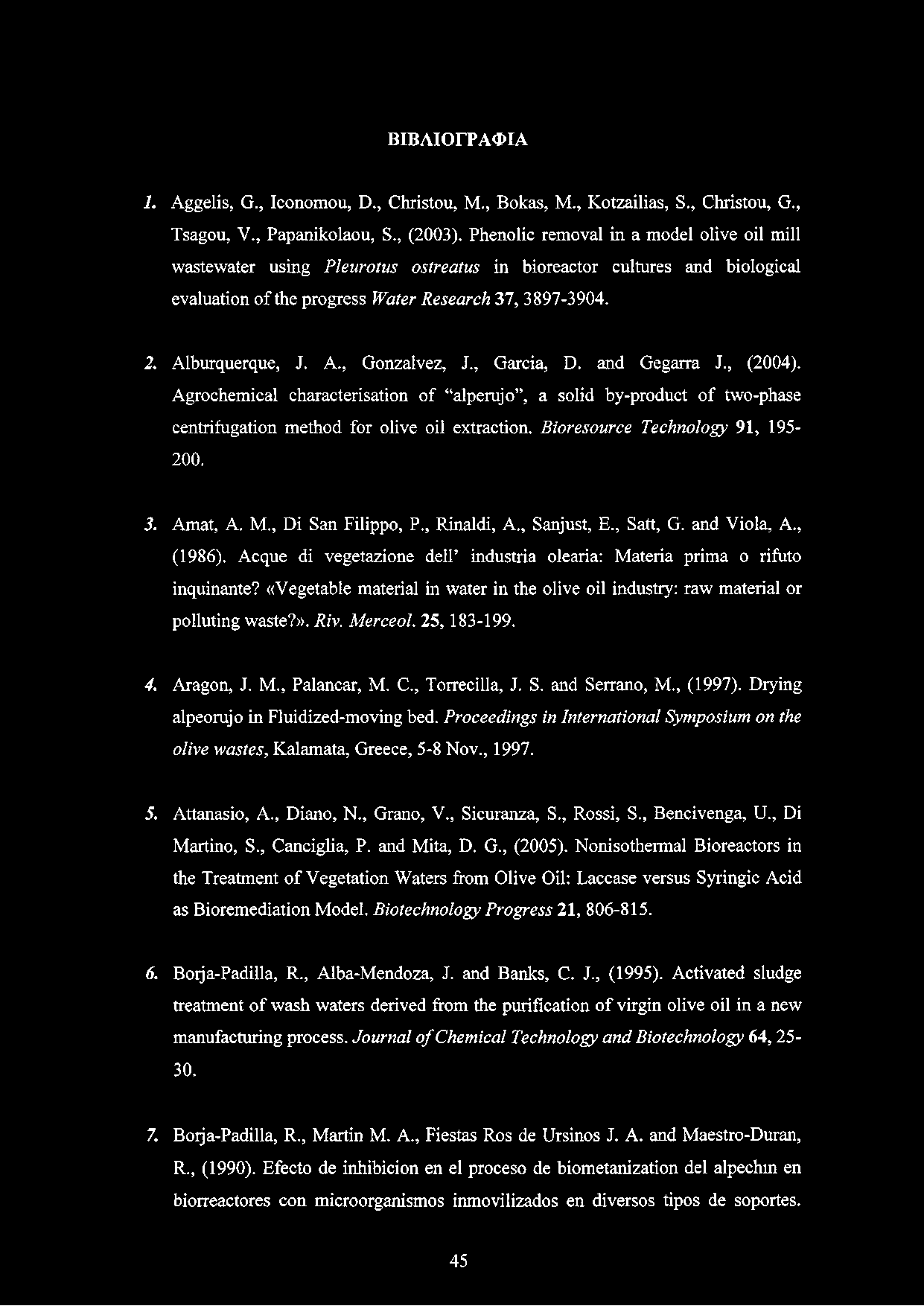 ΒΙΒΛΙΟΓΡΑΦΙΑ 1. Aggelis, G., Iconomou, D., Christou, M., Bokas, M., Kotzailias, S., Christou, G., Tsagou, V., Papanikolaou, S., (2003).