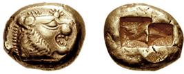Χαρακτηριστικά των πρώτων αρχαίων ελληνικών νομισμάτων Αργότερα, στη μια όψη τους χαράζονταν η ποσότητα του βάρος τους και στην άλλη μια ένδειξη (σφραγίδα) ότι το νόμισμα είχε ζυγιστεί και η ήταν