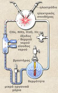 Miller- Urey : Nobel χημείας, 1934 Ο Miller προσπάθησε να μιμηθεί μερικές διαδικασίες της χημειογένεσης in vitro σε συνθήκες παρόμοιες με εκείνες που πιστεύεται ότι επικρατούσαν αρχικά στην επιφάνεια