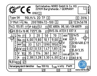 Pos : 120 /Anleitungen/Motor en/b1091 Dr ehs trommotoren/3. ATEX/T ypenschil d N ORD Ex- Motor Ex tb- E x t c @ 1 0\mod_1455533419579_1390.