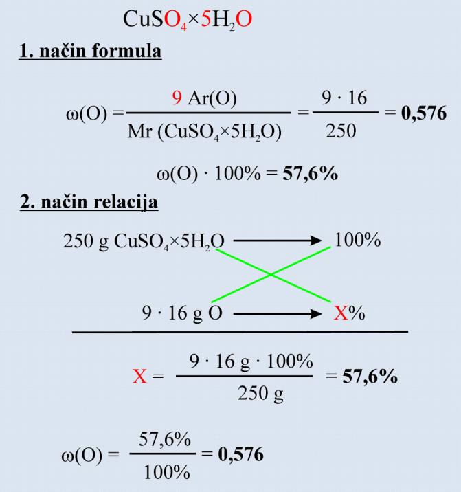 Maseni udeo (ω), procentni sastav (%) Maseni udeo (ω) predstavlja udeo mase neke komponente u smeši, odnosno ukune mase nekog elelemnta u 1 molu jedinjenja.