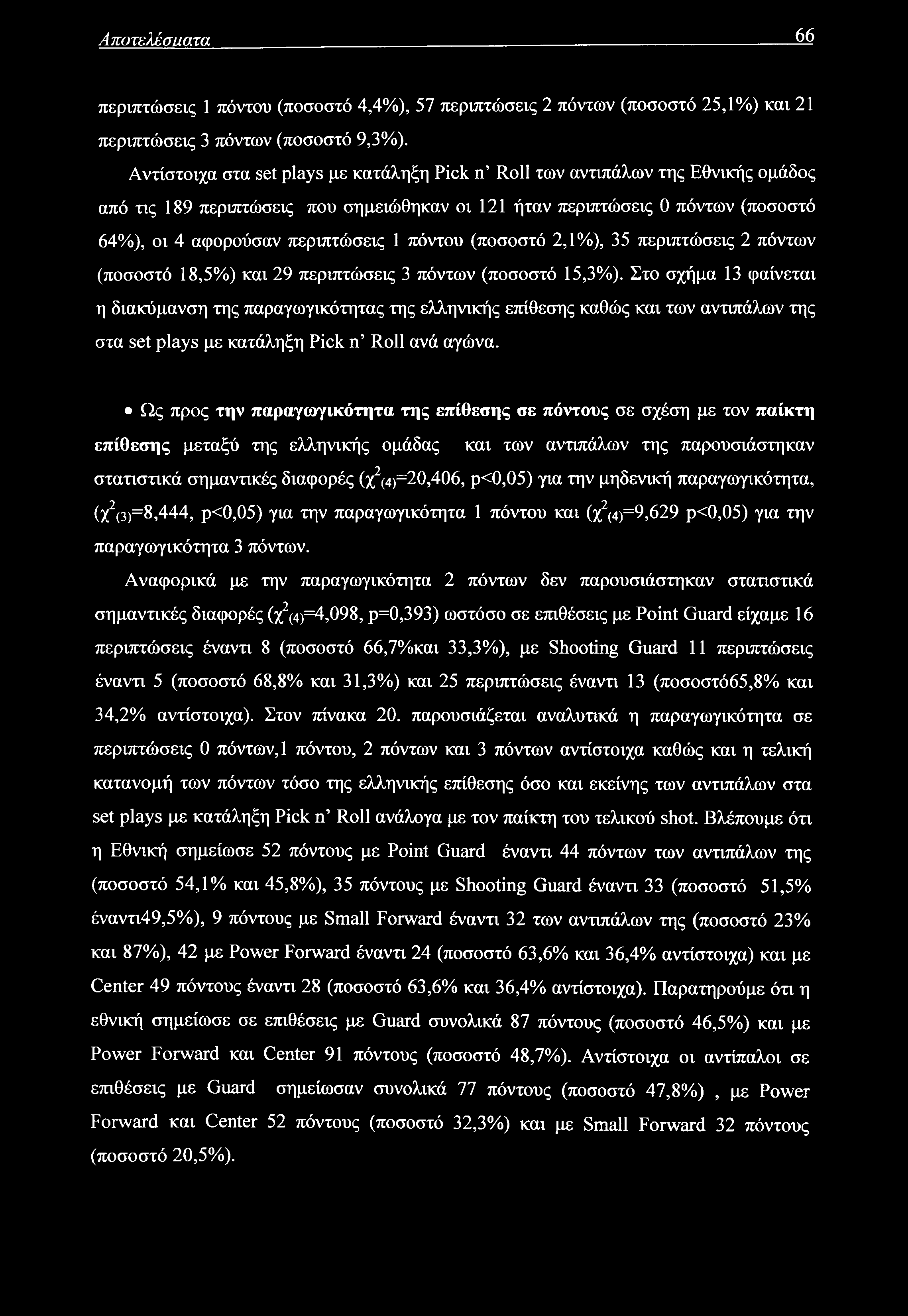 Αποτελέσιιατα 66 περιπτώσεις 1 πόντου (ποσοστό 4,4%), 57 περιπτώσεις 2 πόντων (ποσοστό 25,1%) και 21 περιπτώσεις 3 πόντων (ποσοστό 9,3%).