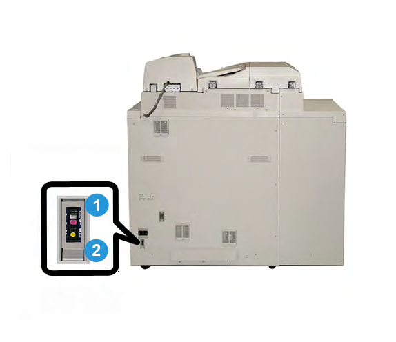 Επαγγελματικό βιβλιοδετικό (Perfect Binder) Διακόπτης κυκλώματος βιβλιοδετικού 1 Διακόπτης κυκλώματος Βρίσκεται στο πίσω τμήμα του βιβλιοδετικού.