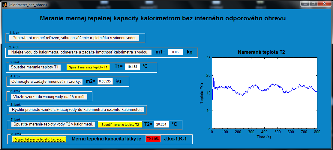 Po správnom zapojení USB karty a termočlánku bol nižšie uvedený zdrojový kód umiestnený do príkazového riadku a prostredníctvom uvedeného zdrojového kódu sa realizovali skúšobné merania. 1. s = daq.