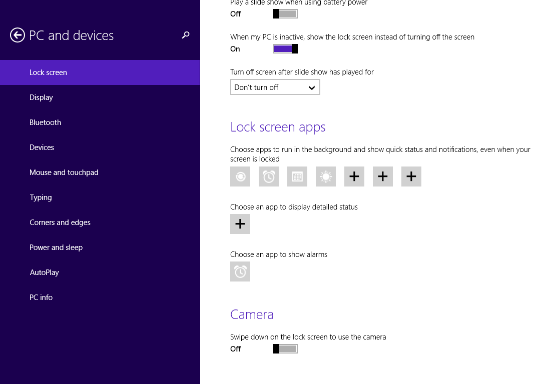 Προσθήκη ενημερώσεων εφαρμογών 1. Εκκινήστε τη Γραμμή συμβόλων > Settings (Ρυθμίσεις). 2. Επιλέξτε Change PC Settings (Αλλαγή ρυθμίσεων υπολογιστή) > Lock screen (Οθόνη κλειδώματος). 3.