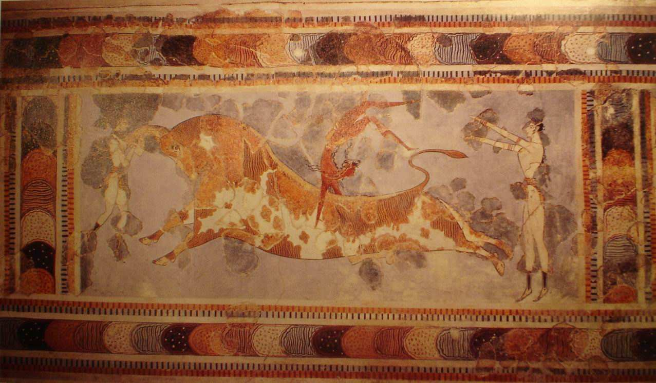 Τίτλος: Το φρέσκο του Τορεαντόρ, (ταυροκαθάψια). Χρονολογία: 1500 π.χ. Υλικό: Φρέσκο Περιγραφή: Μόνο τεµάχια αυτής της τοιχογραφίας έχουν σωθεί.