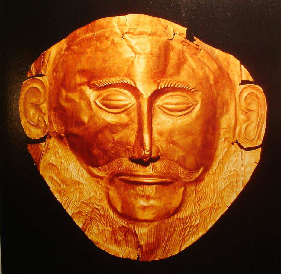 Τίτλος: Επιτύµβιες µάσκες Χρονολογία: 1500 π.χ. Υλικό: Σφυρηλατηµένος χρυσός. Περιγραφή: Αυτές οι µάσκες βρέθηκαν σε βασιλικούς τάφους προσαρµοσµένες στα πρόσωπα µουµιοποιηµένων βασιλιάδων.