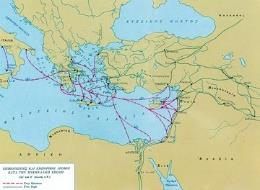 Μυκηναϊκός Πολιτισμός Το 1450 π.χ. έγιναν θαλασσοκράτορες. Ίδρυσαν αποικίες και εμπορικούς σταθμούς στο Αιγαίο και στα μικρασιατικά παράλια.