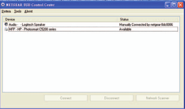 ReadySHARE Print Το βοηθητικό πρόγραμμα USB Control Center σάς δίνει τη δυνατότητα να ελέγχετε μια κοινόχρηστη συσκευή USB, η οποία είναι συνδεδεμένη στη θύρα USB του δρομολογητή, από τον υπολογιστή